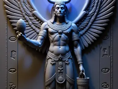 Ancient Mesopotamian or Sumerian god standing Free low-poly 3D model