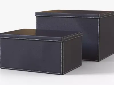 Box Storage Leather Set Low-poly 3D model