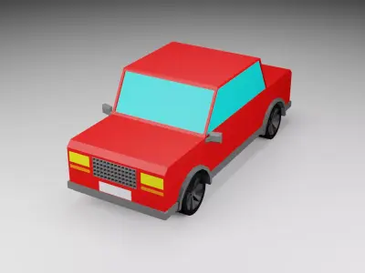 Low-poly passenger car 1 Low-poly 3D model