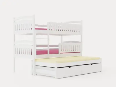 Alea Bunk Bed 90x200 With Extra Bed And Storage 3 Pers Low-poly 3D model