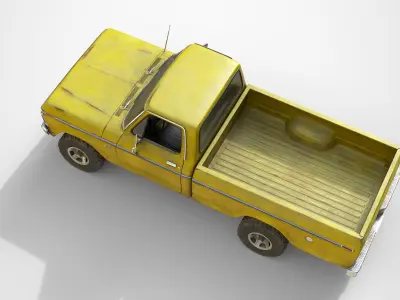 Ford Classic F100 pickup 1976 Old Yellow Low-poly 3D model