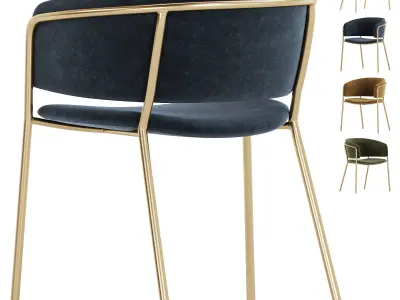 Chair La Forma Konnie beige chenille golden legs 3D model