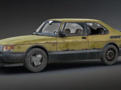 Saab 900 Turbo Rusty Low-poly 3D model