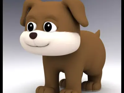 Cartoon Dog Low-poly 3D model