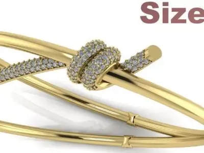 Knot Bracelet With Diamonds - Size 20 3D print model