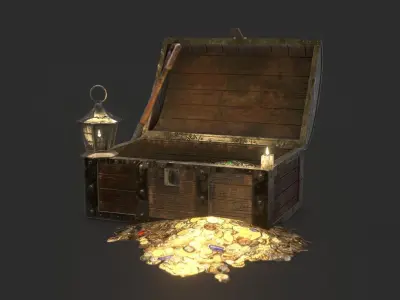 Pirate Treasure Chest Low-poly 3D model