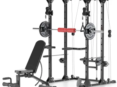 Gym Equipment Black Rack Bundle Low-poly 3D model