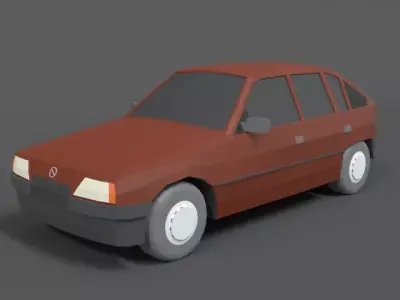 Low Poly Retro Cartoon Car Low-poly 3D model