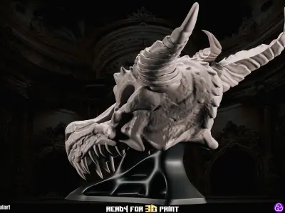 Dragon SKull With Holder 3D Printing Stl Free 3D print model