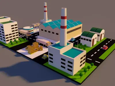 Low Poly factory- Low Poly Assets Low-poly 3D model Low-poly 3D model