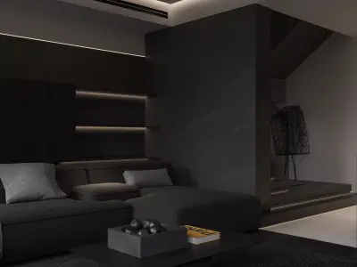 Modern living room dining room interior scenes 573 3D model