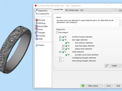 Gemstone ring Golden Ratio R57 all sizes 3D print model