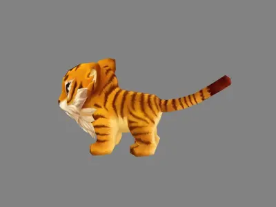 Cartoon little tiger - A Low-poly 3D model