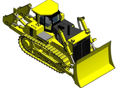 KOMATSU Crawler Dozer-01 Low-poly 3D model