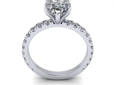 Pav Set Engagement Ring 3D print model