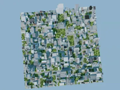 City Downtown Skyscraper Street 07 - DAY Low-poly 3D model