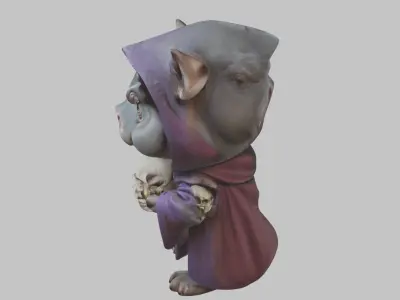 Moodeng hippo warlock Low-poly 3D model