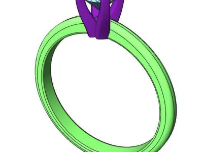 Engagement diamond ring in two color gold ready for 3d print 3D print model