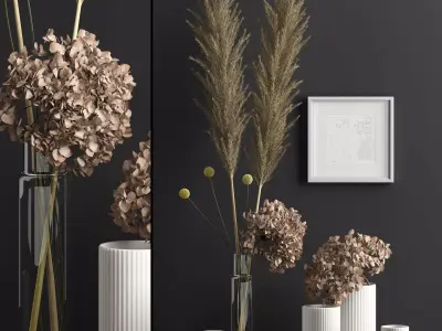 Decor with dry flowers 3D model
