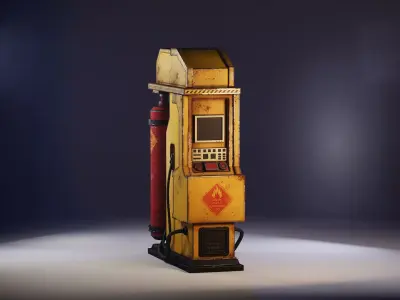 Gas station Low-poly 3D model