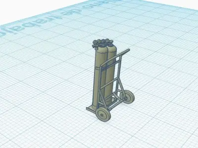 soldier car with oxygen and acetylene tank  1-87 scale H0 3D print model