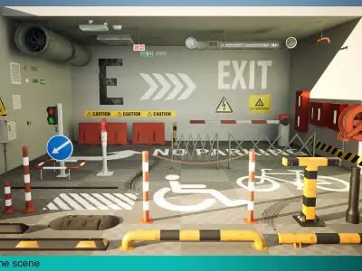 Parking Assets game Ready for Unity and Unreal Engine Low-poly 3D model