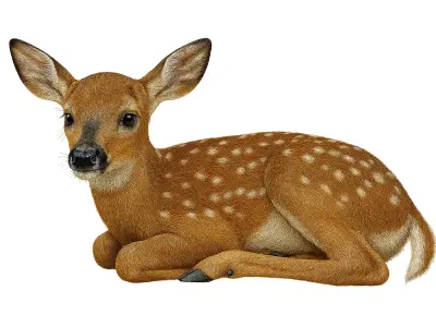 White Tailed Deer Spotted Fawn Realistic 3D model