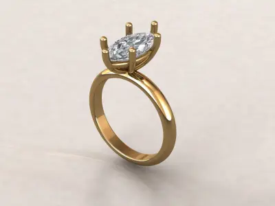 Classic 6-Prong Solitaire Engagement Ring 3D Model STL 3D print model