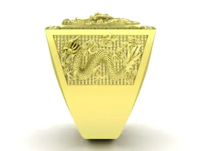 Luxury Chinese Dragon Signet Men Ring 3D Model 3820 3D print model
