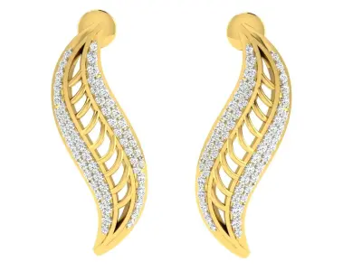 Solitaire Women Drop Earrings 3dm STL OBJ FBX Renders Details 3D print model