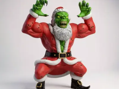 the grinch santa claus swole body figure 3D print model
