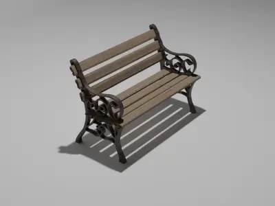 park bench Free low-poly 3D model