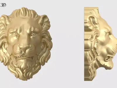 Lion Head Baroque Style 3D print model