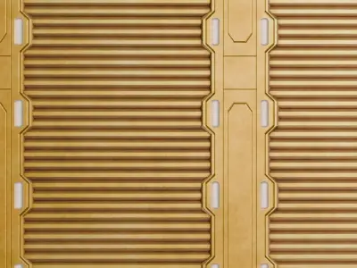 Sci-Fi Gold Glowing Metal Panel PBR Seamless Texture