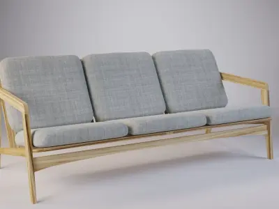 L Wooden Scandinavian sofa 3D model