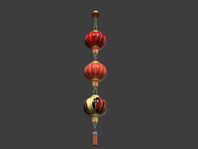Chinese  red  lantern   Low-poly 3D model