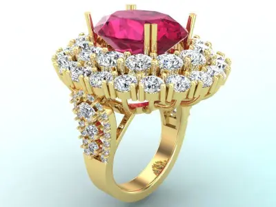 Gemstone rings - Oval stone ring - Diamond rings - N3850 3D print model