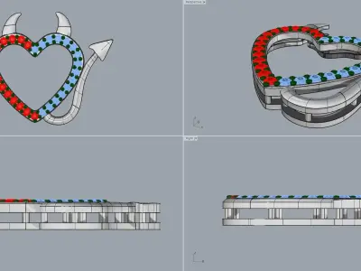 RUBY AND DIAMOND DEVIL HEART PENDANT 3D print model