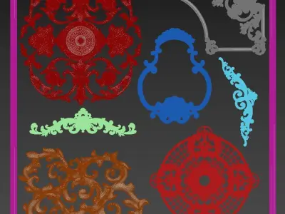 Baroque Engraving Ornament Collection Vol 1 - 3ds Max  Corona 3D model