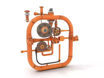 Copper Steampunk Mechanism model pack Low-poly 3D model