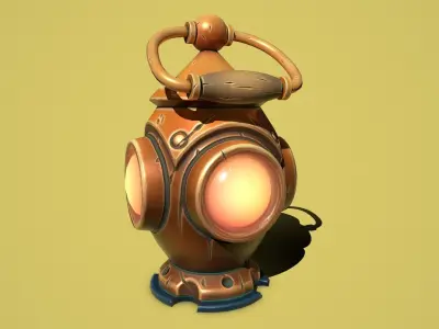 Fantasy bronze lamp Low-poly 3D model
