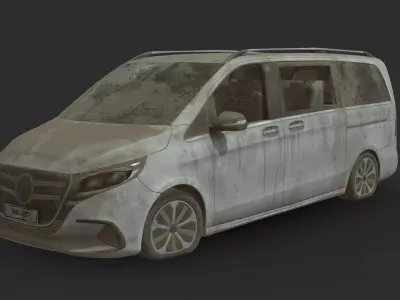 Abandoned Car - Mercedes-Benz EQV Low-poly 3D model