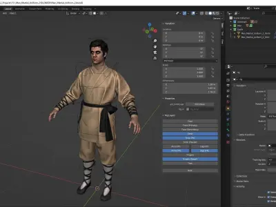 Man - Martial Uniform 2 - Modular - Rigged Low-poly 3D model