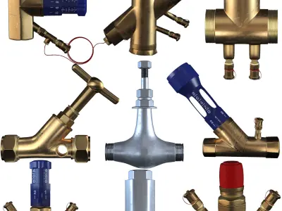 collection of types valves and fittings  3D model