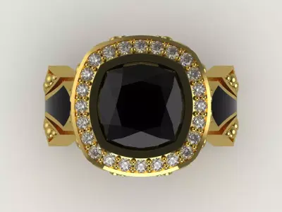 Mans Black Stone stl 3dm Ring with Luxurious Design Model mr0254 3D print model