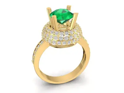 Luxury Emerald Diamond Halo Ring for Women 1773 3D print model