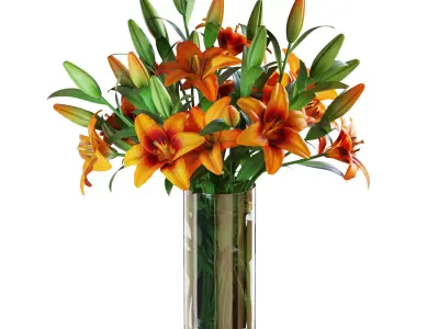 Flower Set 13 - Orange Lilies Bouquet 3D model