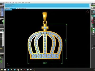 Luxury Crown Pave Pendant 3D Model 4271 3D print model