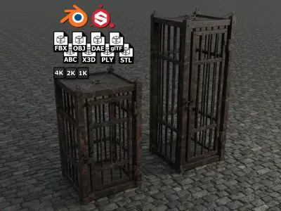 Medieval Cages 3 low-poly PBR  Low-poly 3D model