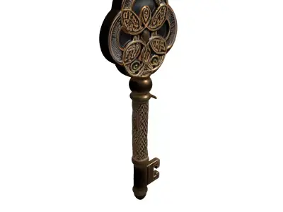 Ornate Antique Skeleton Key Low-poly 3D model